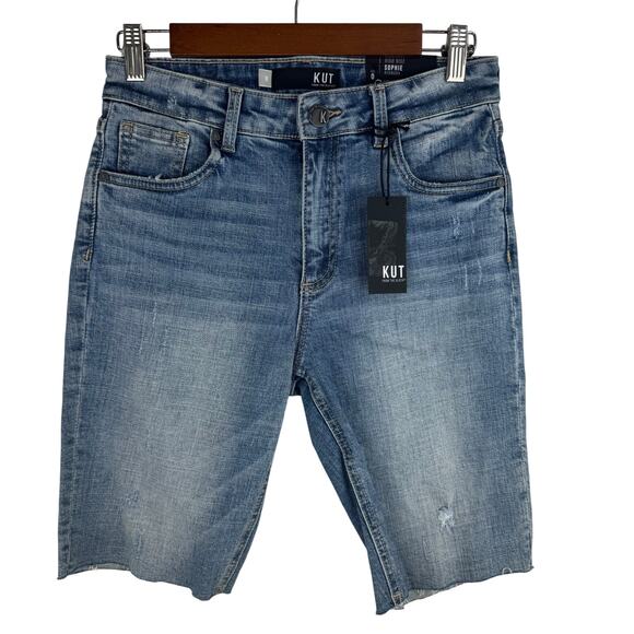 KUT FROM THE KLOTH SOPHIE HIGH RISE BERMUDA SHORTS MEDIUM WASH NWT WOMEN'S 0 - Picture 3 of 15